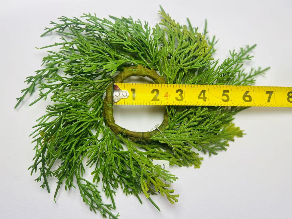 Real Touch Cedar Candle Ring Wreath 2.5 Inch Mini Greenery Christmas Table Decor