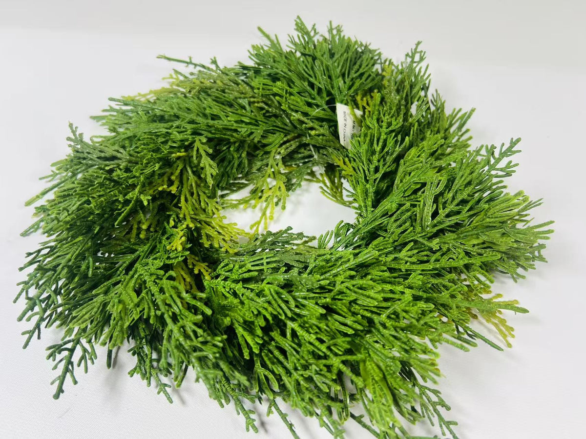 Real Touch Cedar Candle Ring Wreath 4.5 Inch Mini Greenery Christmas Table Deco