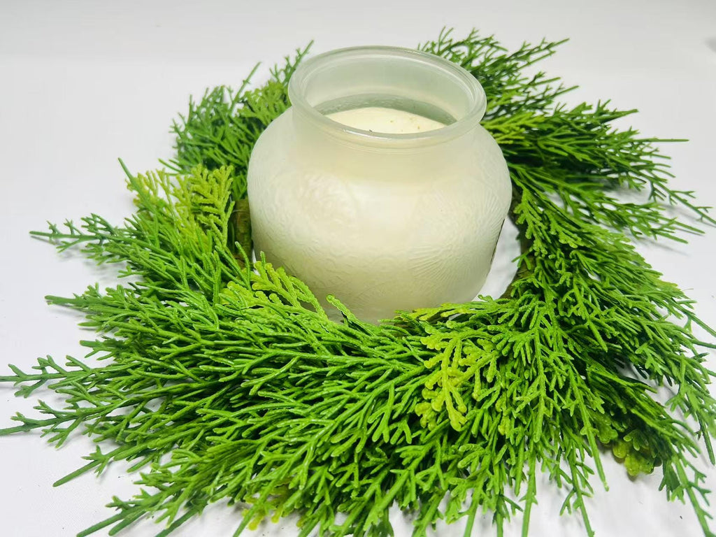Real Touch Cedar Candle Ring Wreath 6.5 Inch Mini Greenery Christmas Table Decor