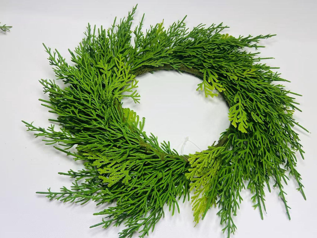 Real Touch Cedar Candle Ring Wreath 6.5 Inch Mini Greenery Christmas Table Decor