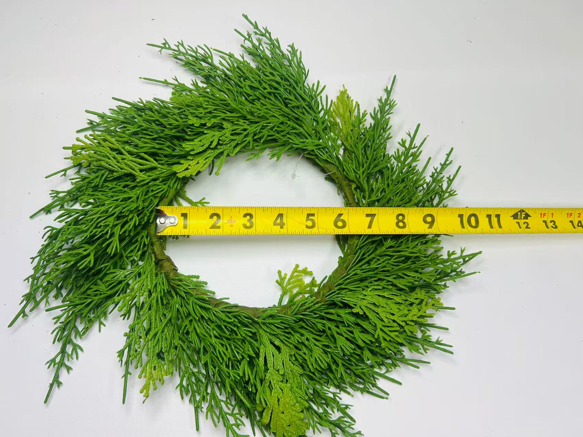 Real Touch Cedar Candle Ring Wreath 6.5 Inch Mini Greenery Christmas Table Decor