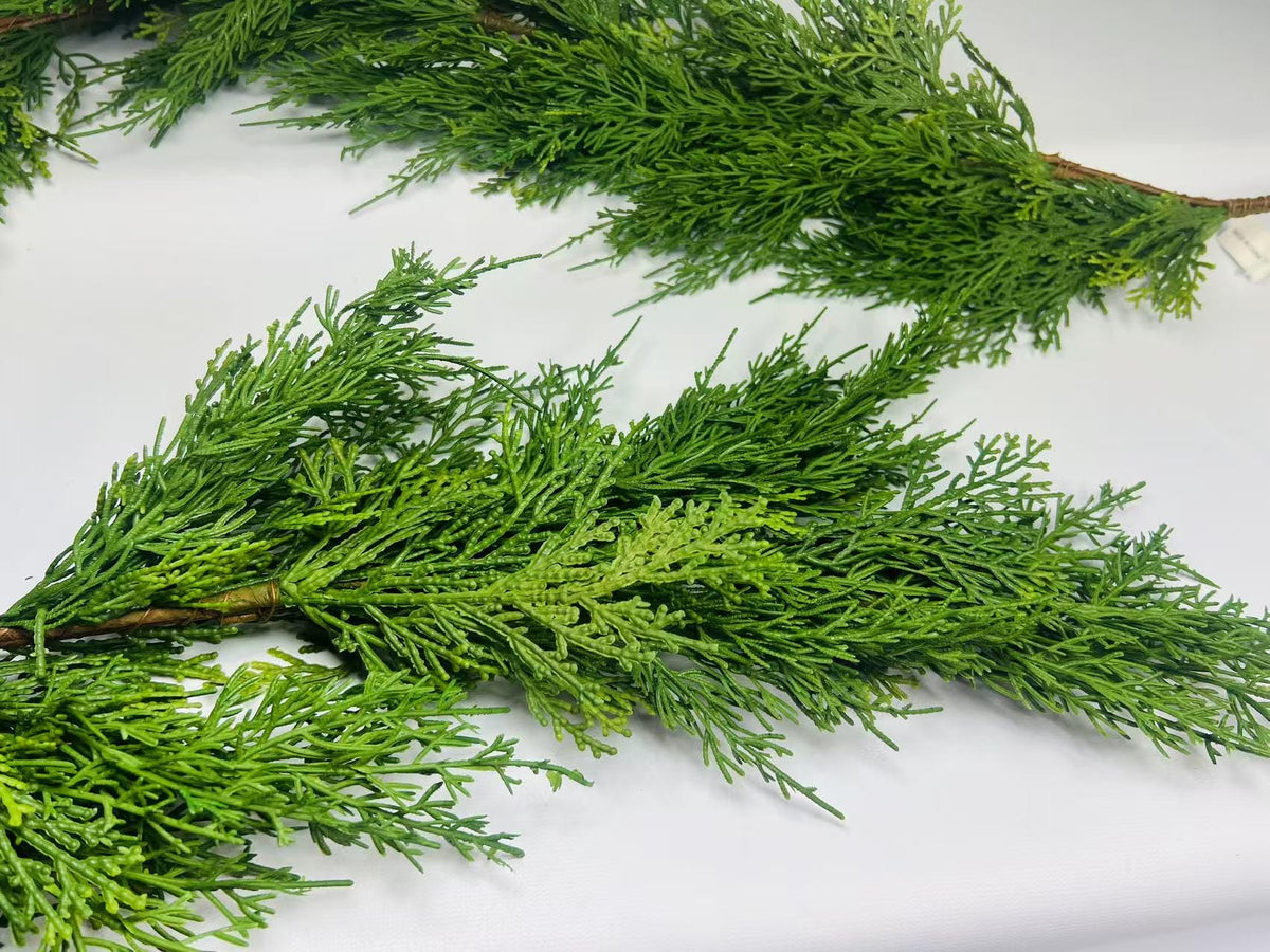 Real Touch Cedar Garland 6ft | Lifelike Evergreen Christmas Greenery for Mantle, Stair, Door
