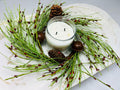 Rustic Pinecone Red Berry Mini Wreath, 4.5” Christmas Candle Ring Holiday Decor