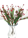 Rustic Christmas Berry Pick with Rusty Stars & Pine | 14” Holiday Farmhouse Floral Stem