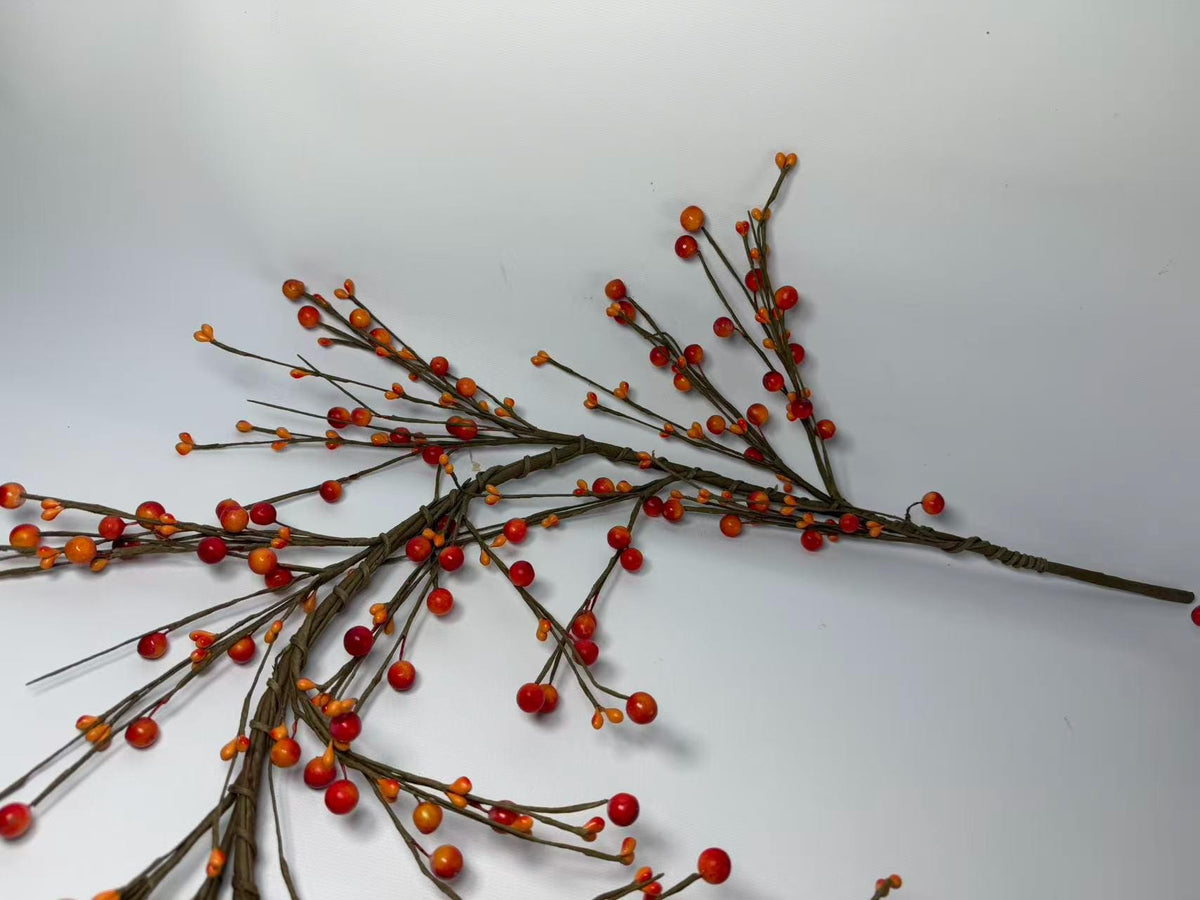 55"  Orange Pip Berry Garland: Fall Mantel Table Décor