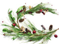 Christmas Pine Garland: 60" Bells, Berries & Burlap Flowers