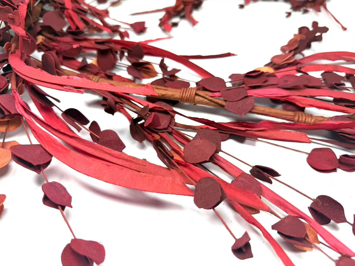 5ft Red Eucalyptus Garland | Burgundy Fall Garland | Rustic Christmas Mantel Decor