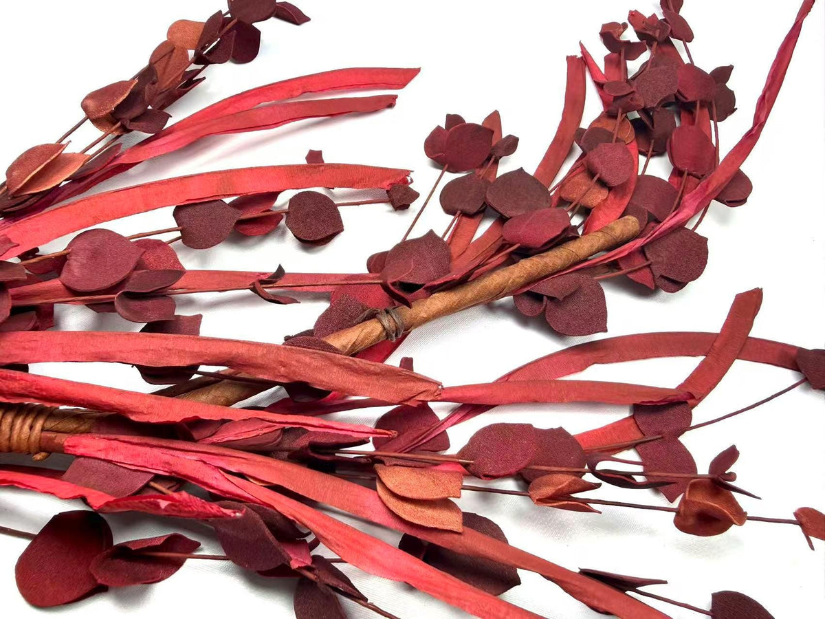 5ft Red Eucalyptus Garland | Burgundy Fall Garland | Rustic Christmas Mantel Decor