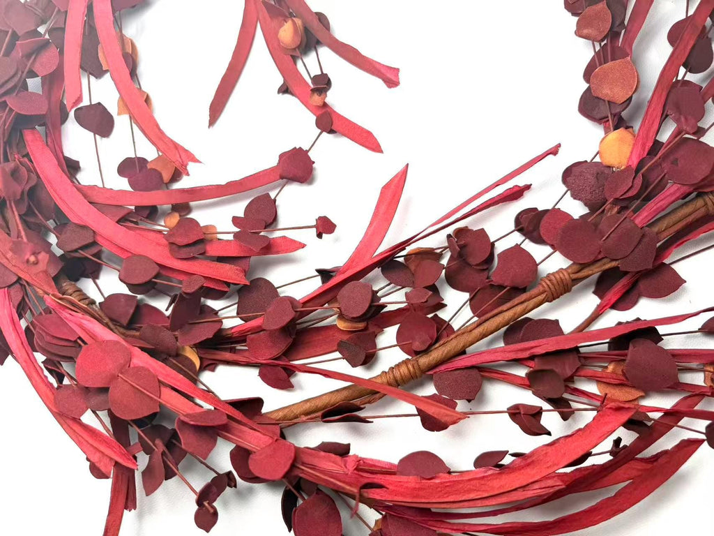 5ft Red Eucalyptus Garland | Burgundy Fall Garland | Rustic Christmas Mantel Decor