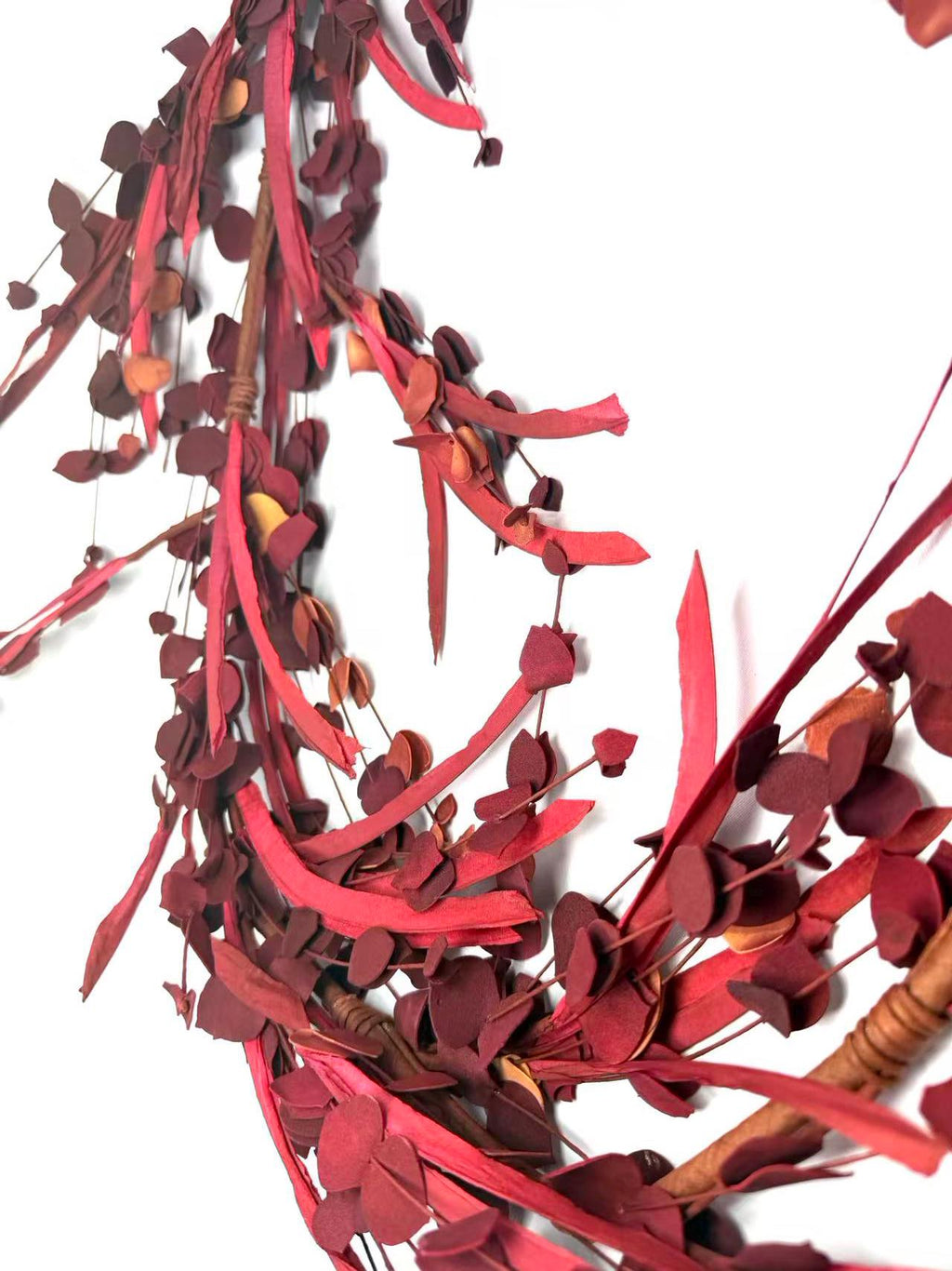 5ft Red Eucalyptus Garland | Burgundy Fall Garland | Rustic Christmas Mantel Decor