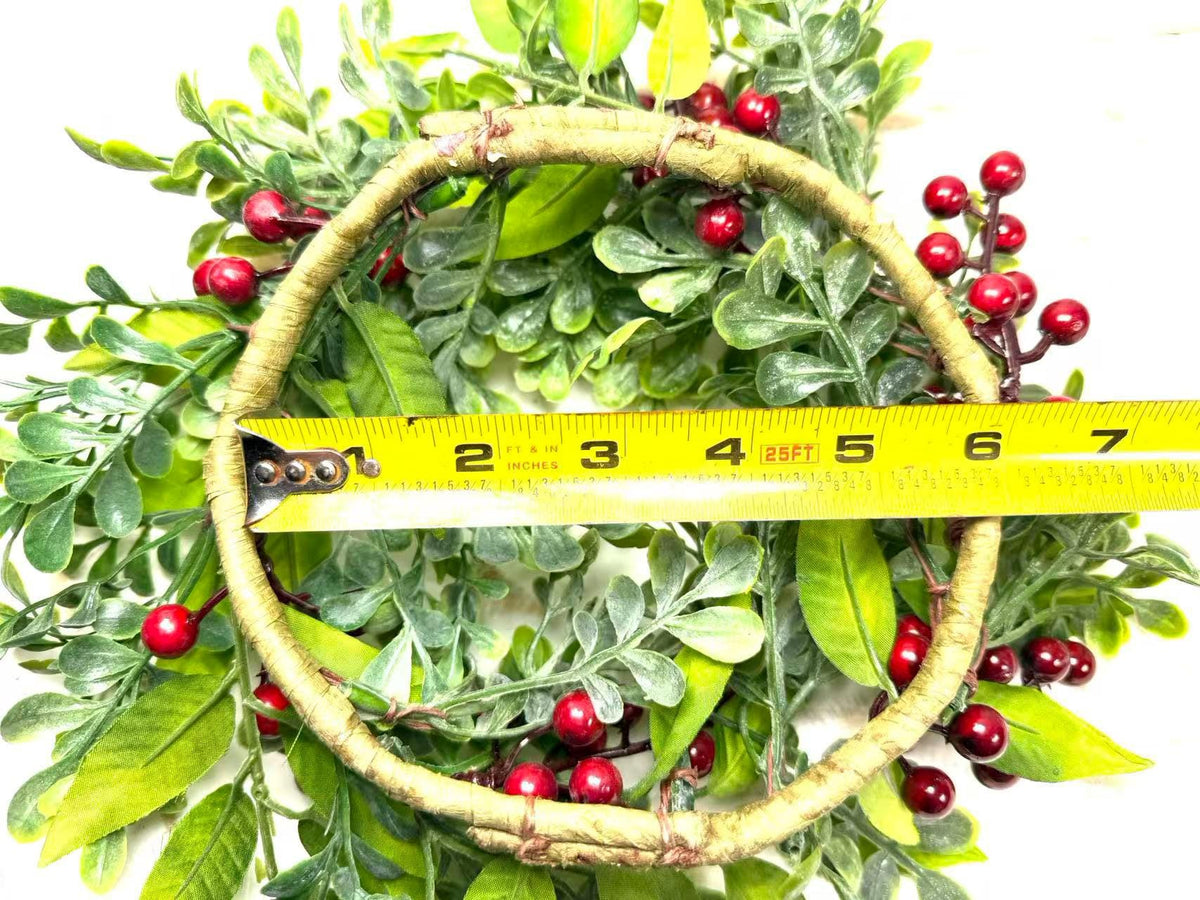 Mini Green Wreath 6.5” Faux Boxwood Candle Ring Farmhouse Tray Decor Spring Greenery Wreath