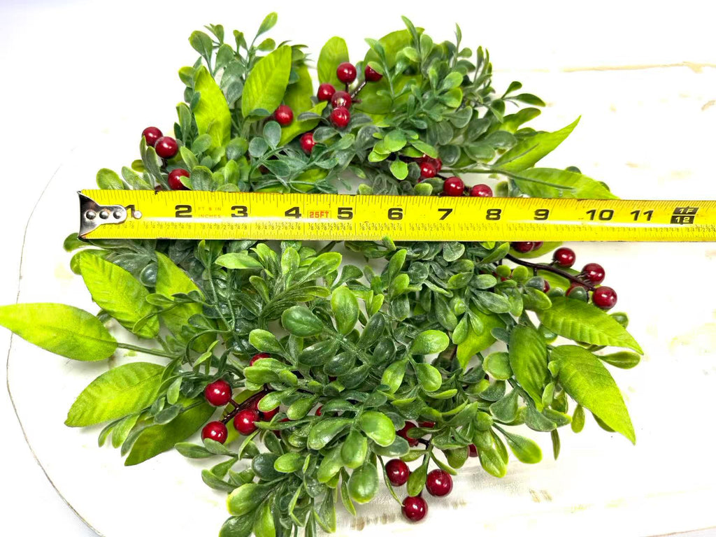 Mini Green Wreath 6.5” Faux Boxwood Candle Ring Farmhouse Tray Decor Spring Greenery Wreath