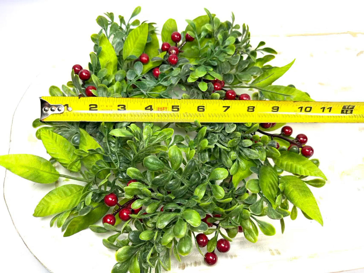 Mini Green Wreath 6.5” Faux Boxwood Candle Ring Farmhouse Tray Decor Spring Greenery Wreath