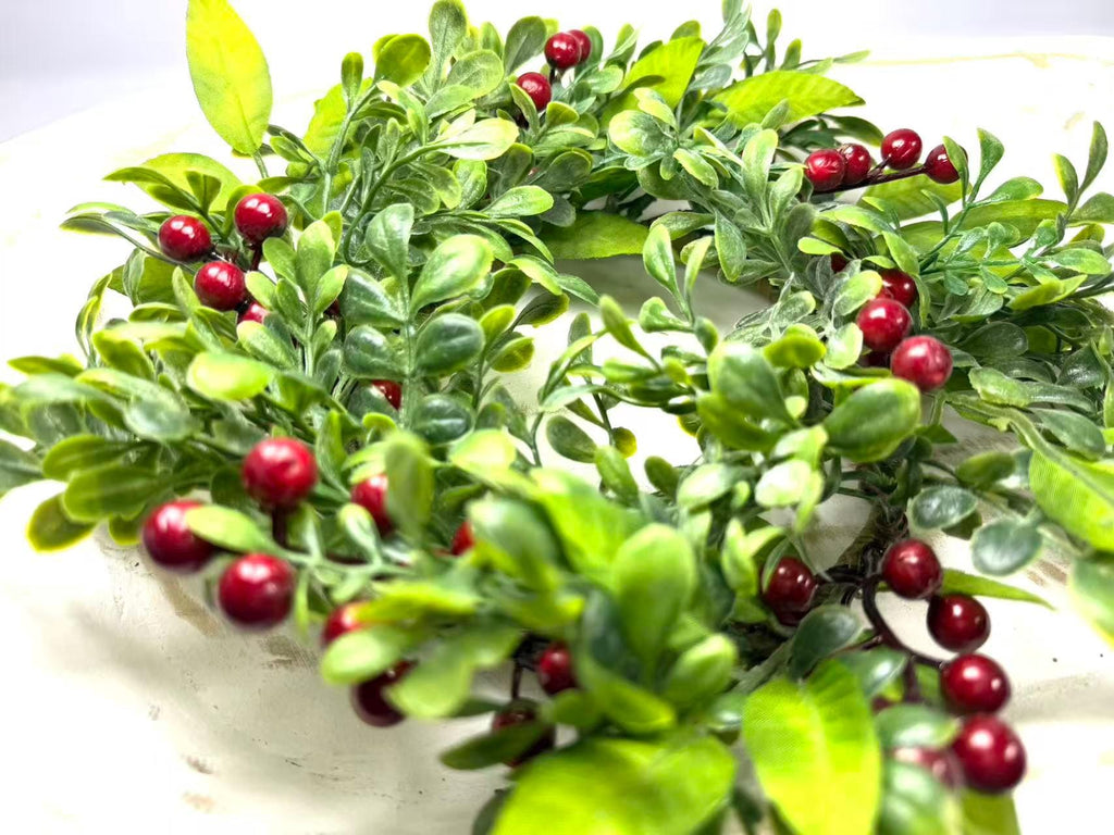 Mini Green Wreath 6.5” Faux Boxwood Candle Ring Farmhouse Tray Decor Spring Greenery Wreath