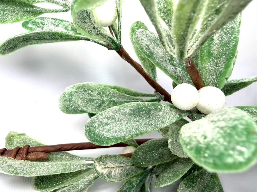 Frosted Mistletoe Garland 5ft Greenery White Berry Christmas Winter Wedding Decor
