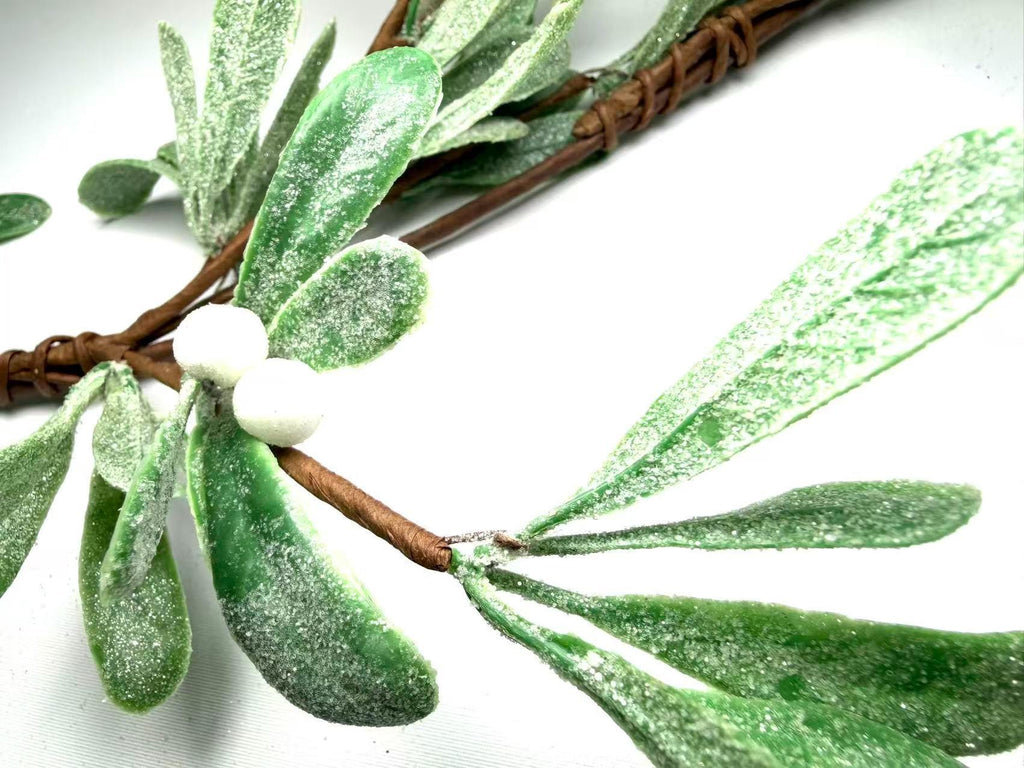 Frosted Mistletoe Garland 5ft Greenery White Berry Christmas Winter Wedding Decor
