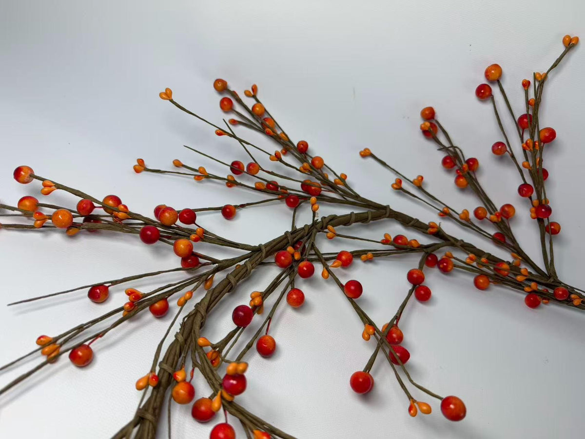 55"  Orange Pip Berry Garland: Fall Mantel Table Décor
