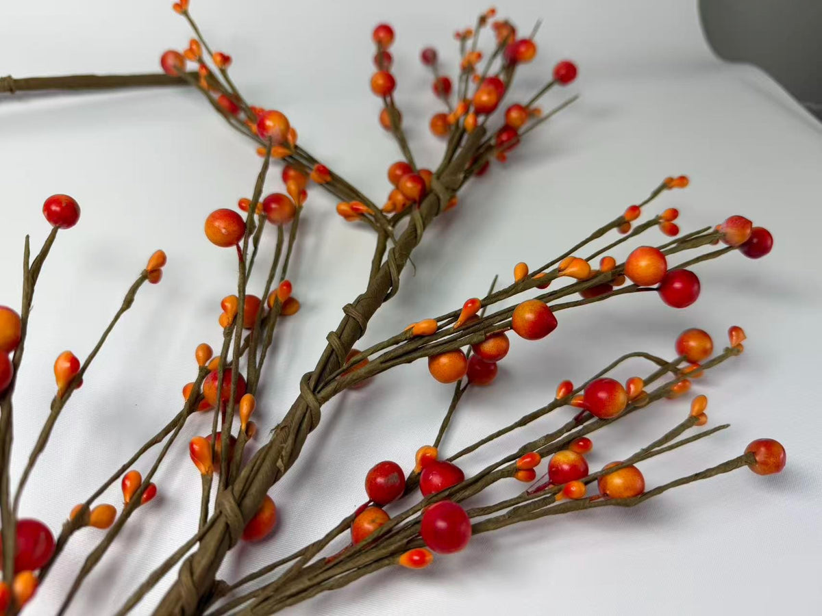 55"  Orange Pip Berry Garland: Fall Mantel Table Décor