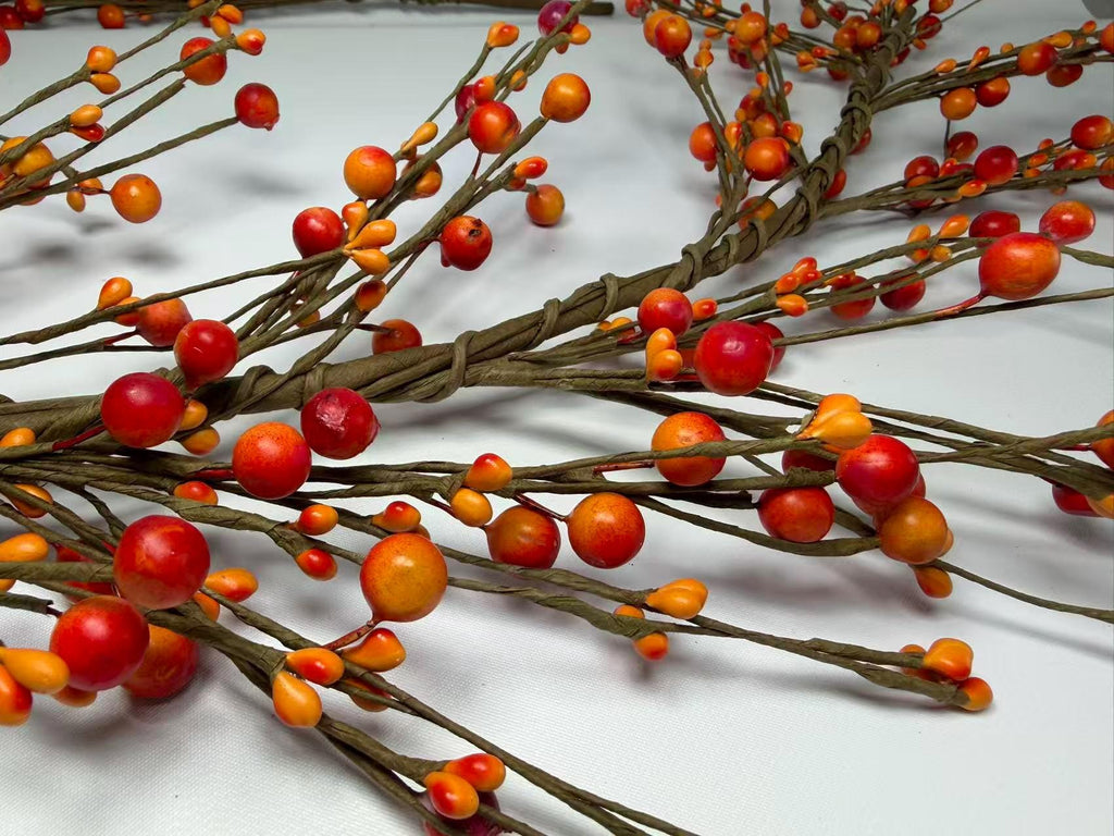 55"  Orange Pip Berry Garland: Fall Mantel Table Décor