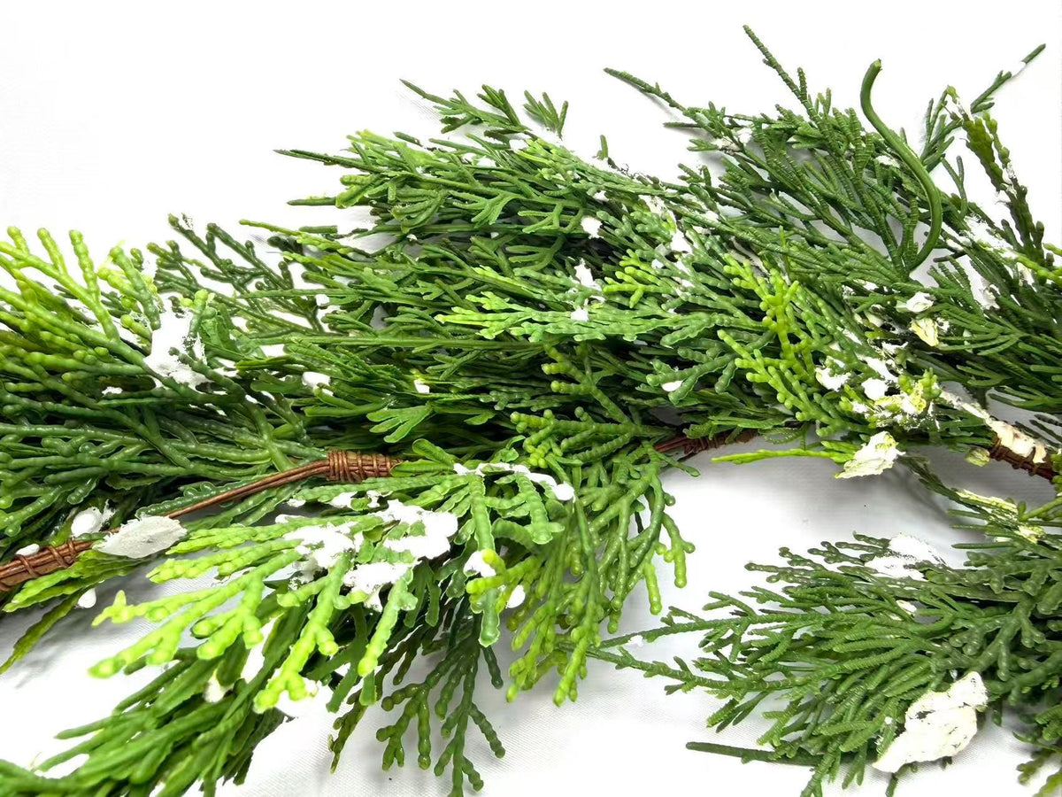 6ft Real Touch Cedar Garland with Snow | Winter Greenery Christmas Mantel Decor