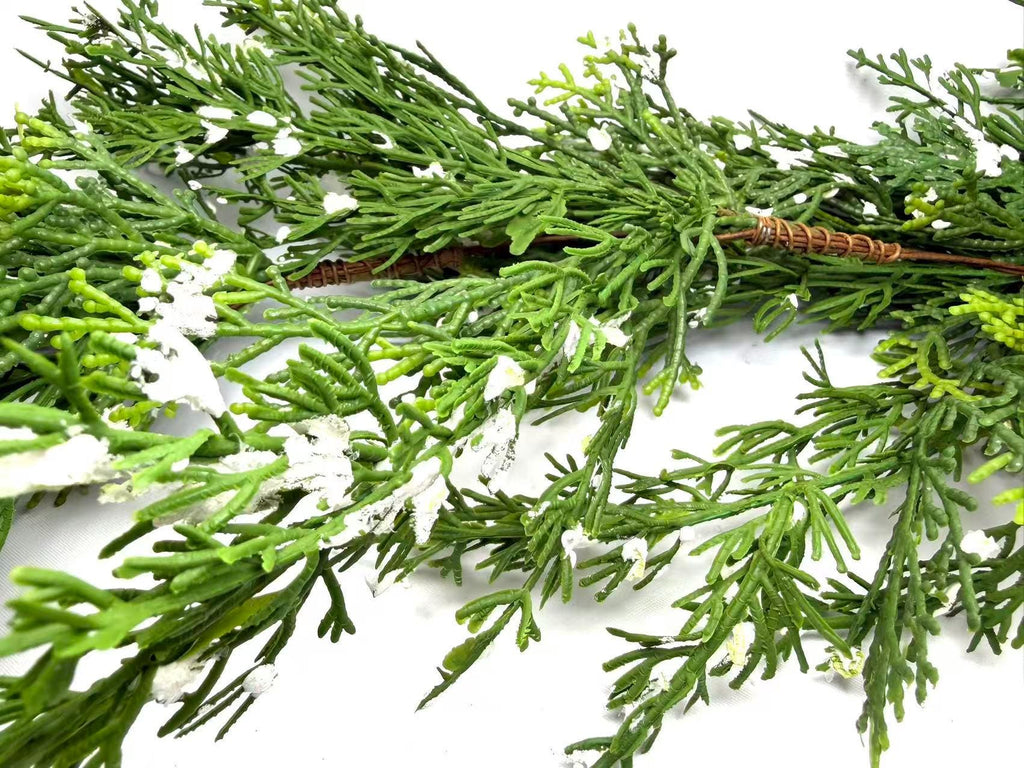 6ft Real Touch Cedar Garland with Snow | Winter Greenery Christmas Mantel Decor