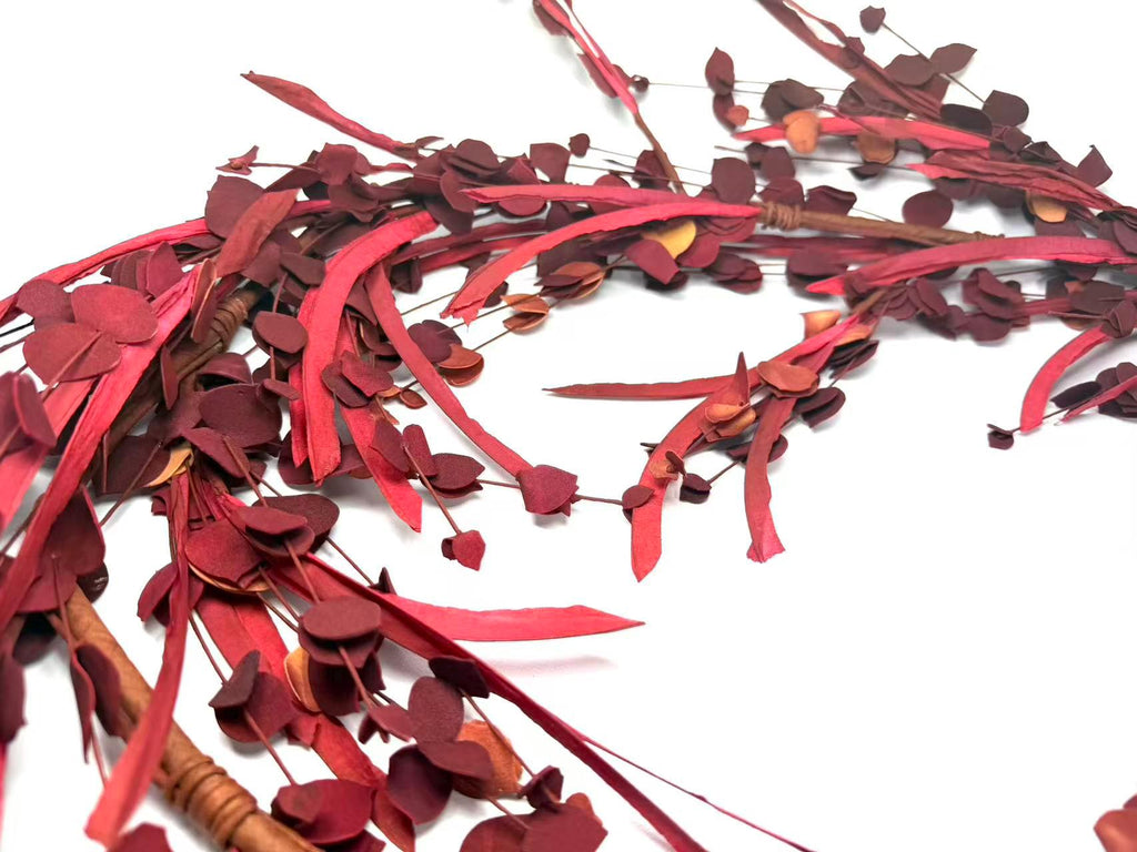 5ft Red Eucalyptus Garland | Burgundy Fall Garland | Rustic Christmas Mantel Decor