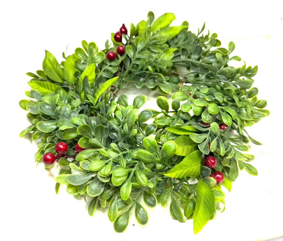 Mini Green Wreath 4.5” Candle Ring Tray Decor Boxwood Faux Spring Farmhouse Greenery Wreath