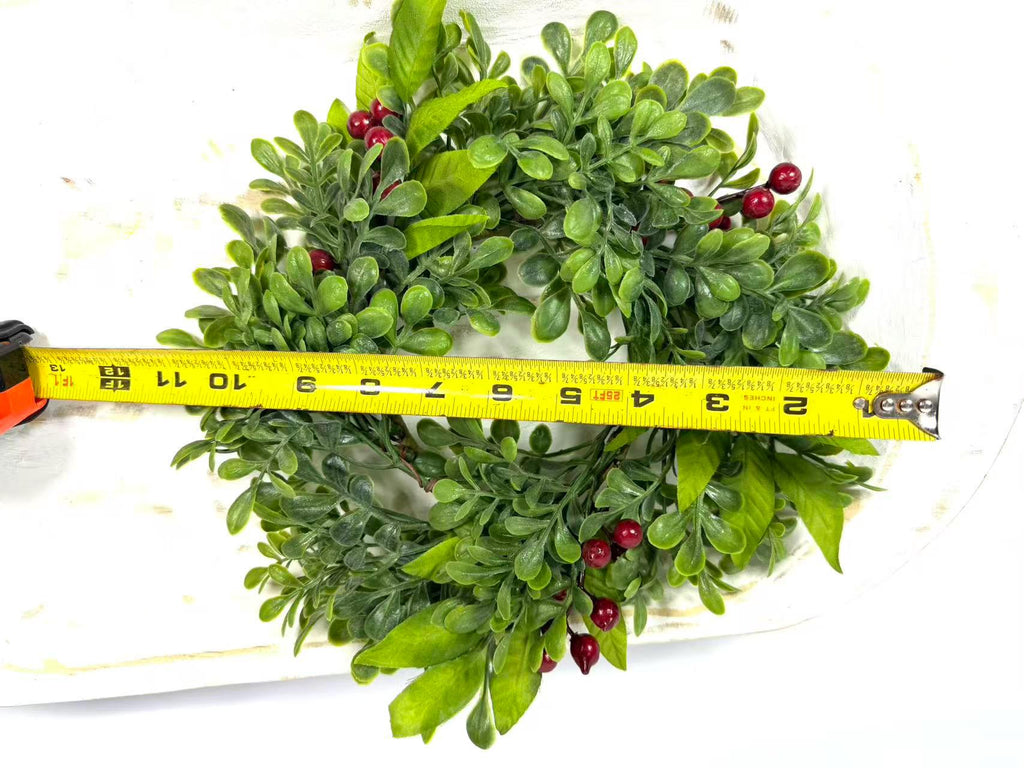 Mini Green Wreath 4.5” Candle Ring Tray Decor Boxwood Faux Spring Farmhouse Greenery Wreath
