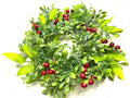 Mini Green Wreath 6.5” Faux Boxwood Candle Ring Farmhouse Tray Decor Spring Greenery Wreath