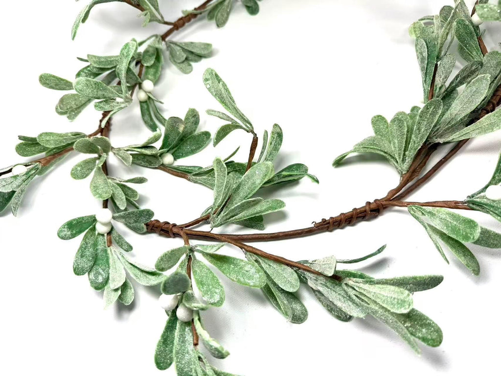 Frosted Mistletoe Garland 5ft Greenery White Berry Christmas Winter Wedding Decor