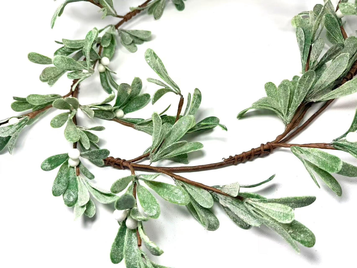 Frosted Mistletoe Garland 5ft Greenery White Berry Christmas Winter Wedding Decor
