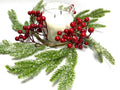 Frosted Cedar and Red Berry Candle Ring, Christmas Table Centerpiece