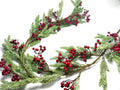 5ft Artificial Snowy Pine and Red Berry Garland, Christmas Winter Greenery Mantle Decor